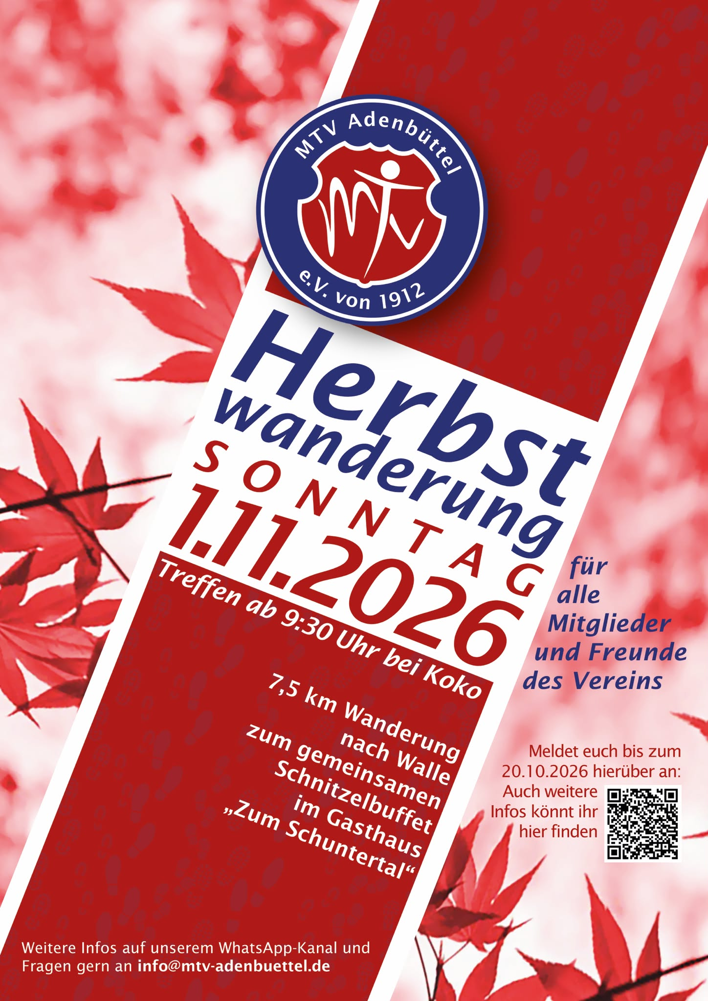Anmeldung zur MTV-Herbstwanderung am 01.11.2026